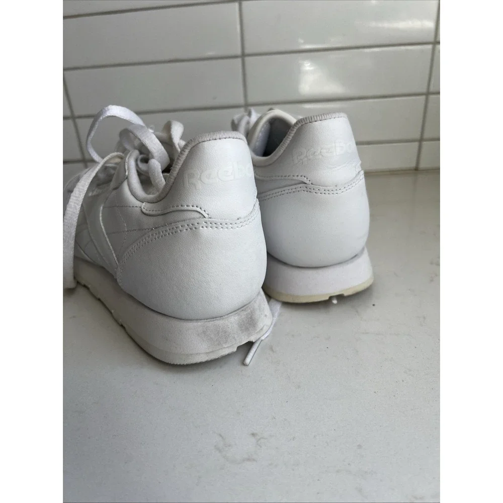Reebok Classic Leather Triple White Mens Running Walking Shoes 9.5 - Picture 6 of 7